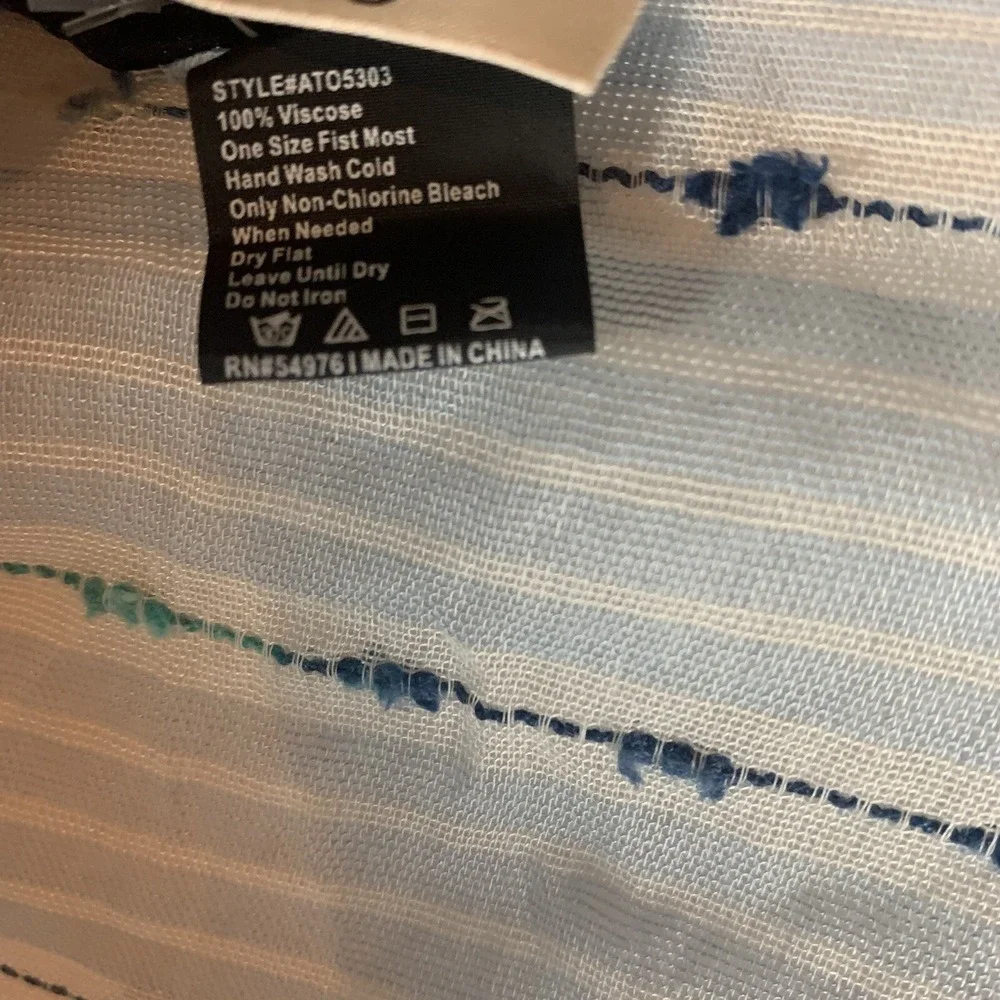 DAVID AND YOUNG - OS - NWT Cover Up Blue Embroidered Tassels Ties Snag Flaw 6098